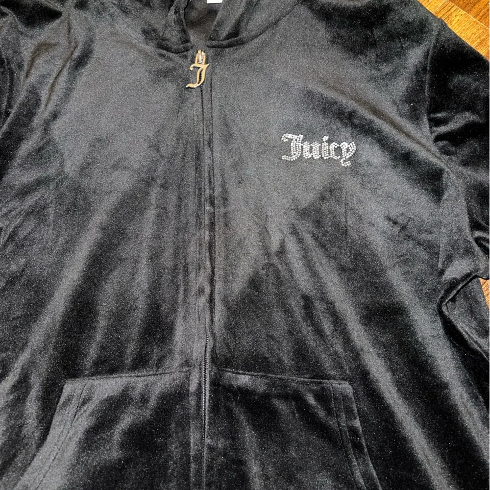Juicy Couture Black Velour Silver Bling Tracksuit Top-XXL Bottoms- L - Picture 10 of 15